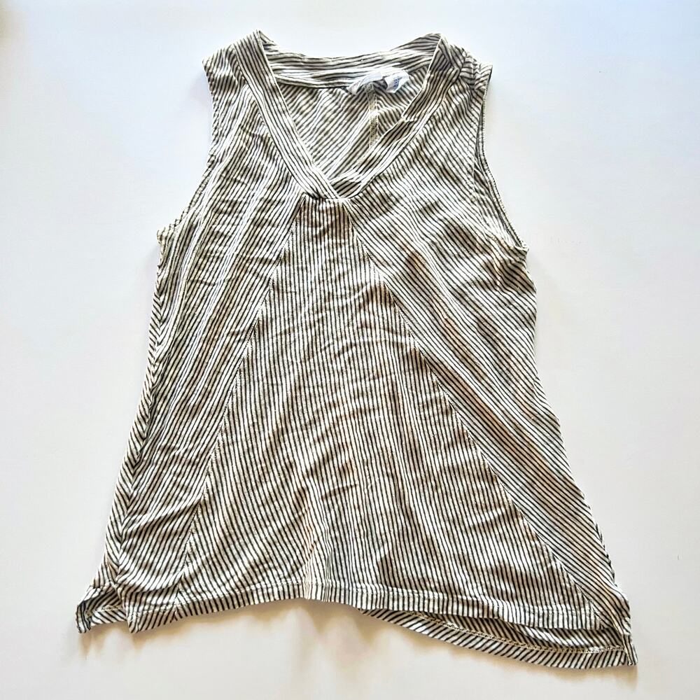 Sigrid Olsen 100 Linen Asymmetrical Sleeveless Striped Women T Shirt Sz M